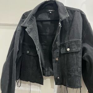 Black Cropped Denim Jacket